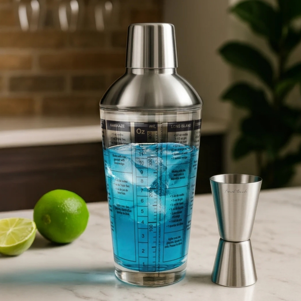 🖤 Free W Bundle ~ Glass Cocktail Shaker With Recipes , Final Touch Barware